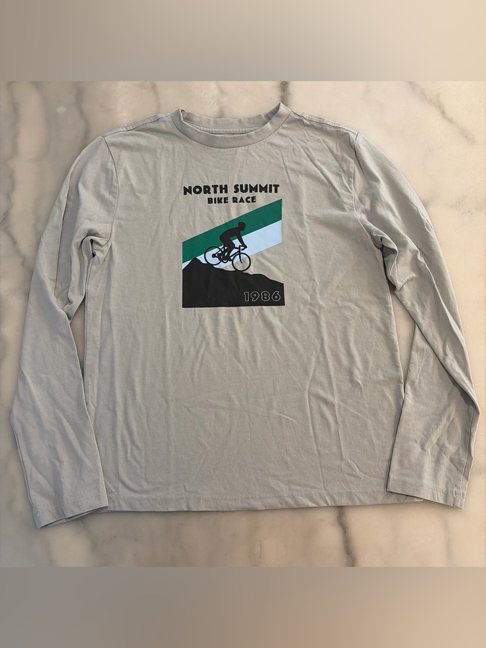 Nordstrom Long Sleeve Shirt with Green and Black Bike Graphic